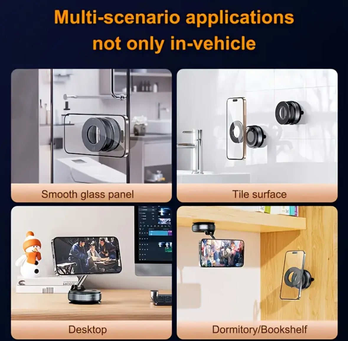 Magnetic Phone Holder 4-in-1 Set – 360° Adjustable Stand, Strong N52 Magnet, Universal iPhone & Android, Perfect for Car, Desk, or Travel