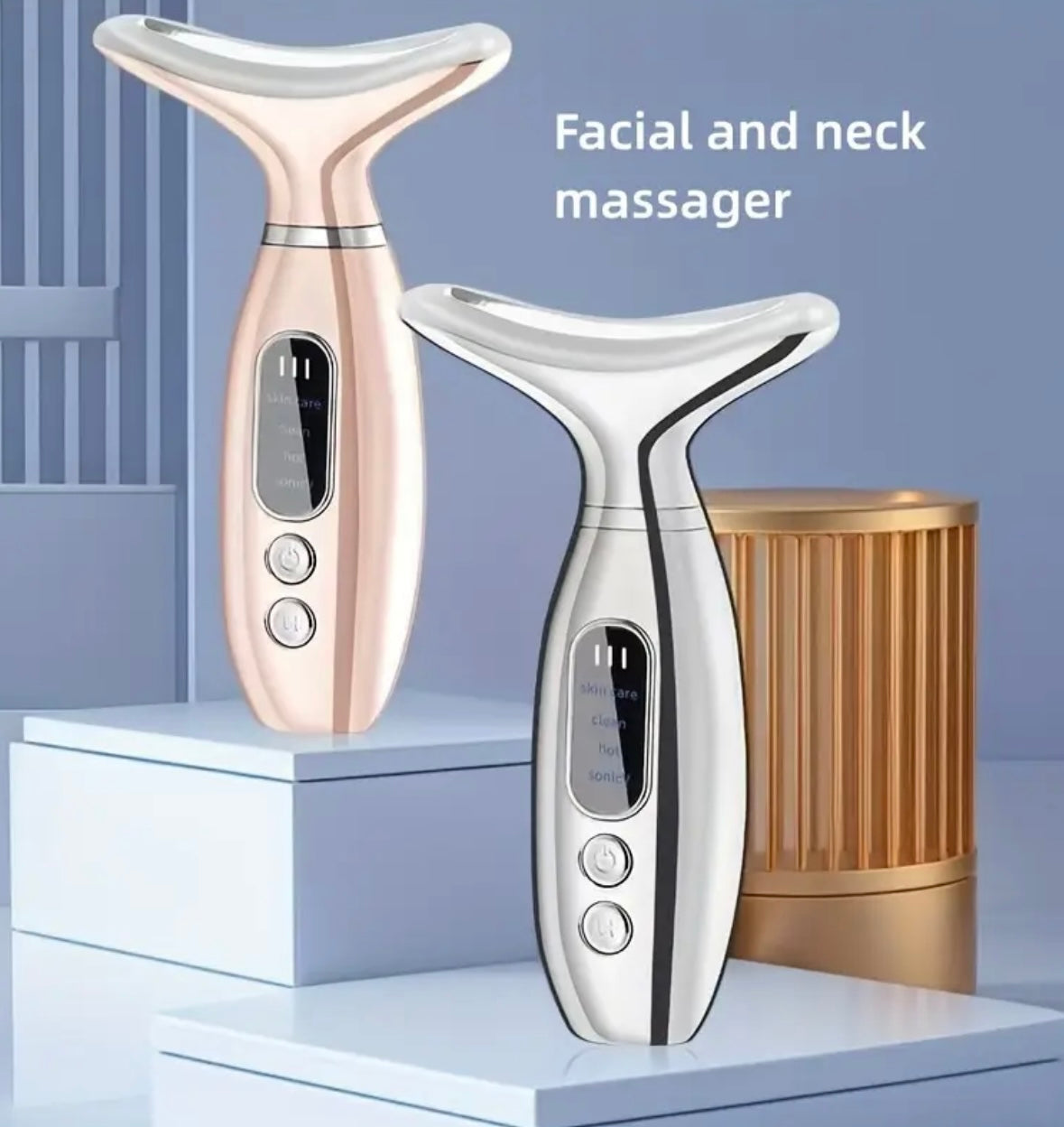 Facial & Neck Massager – Vibration & Heat, 4 Adjustable Modes, Beauty Tool for Women