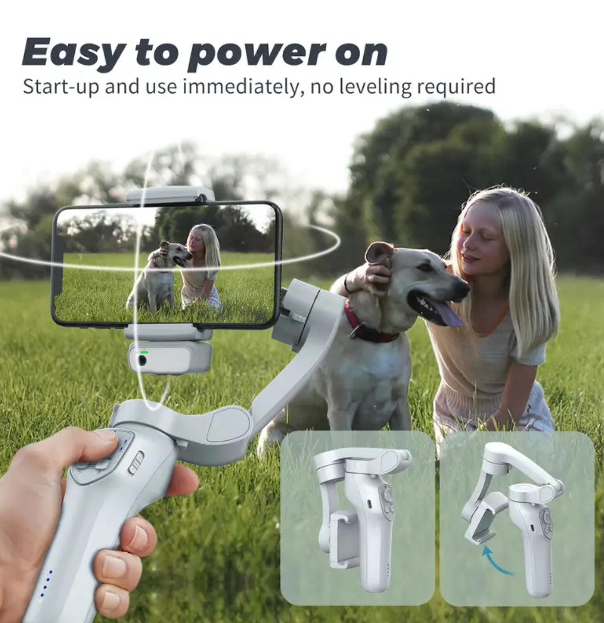 Handheld 3-Axis Gimbal Stabilizer – Foldable, USB Rechargeable, Smart Gesture, Ideal for Vlogging & Mobile Photography