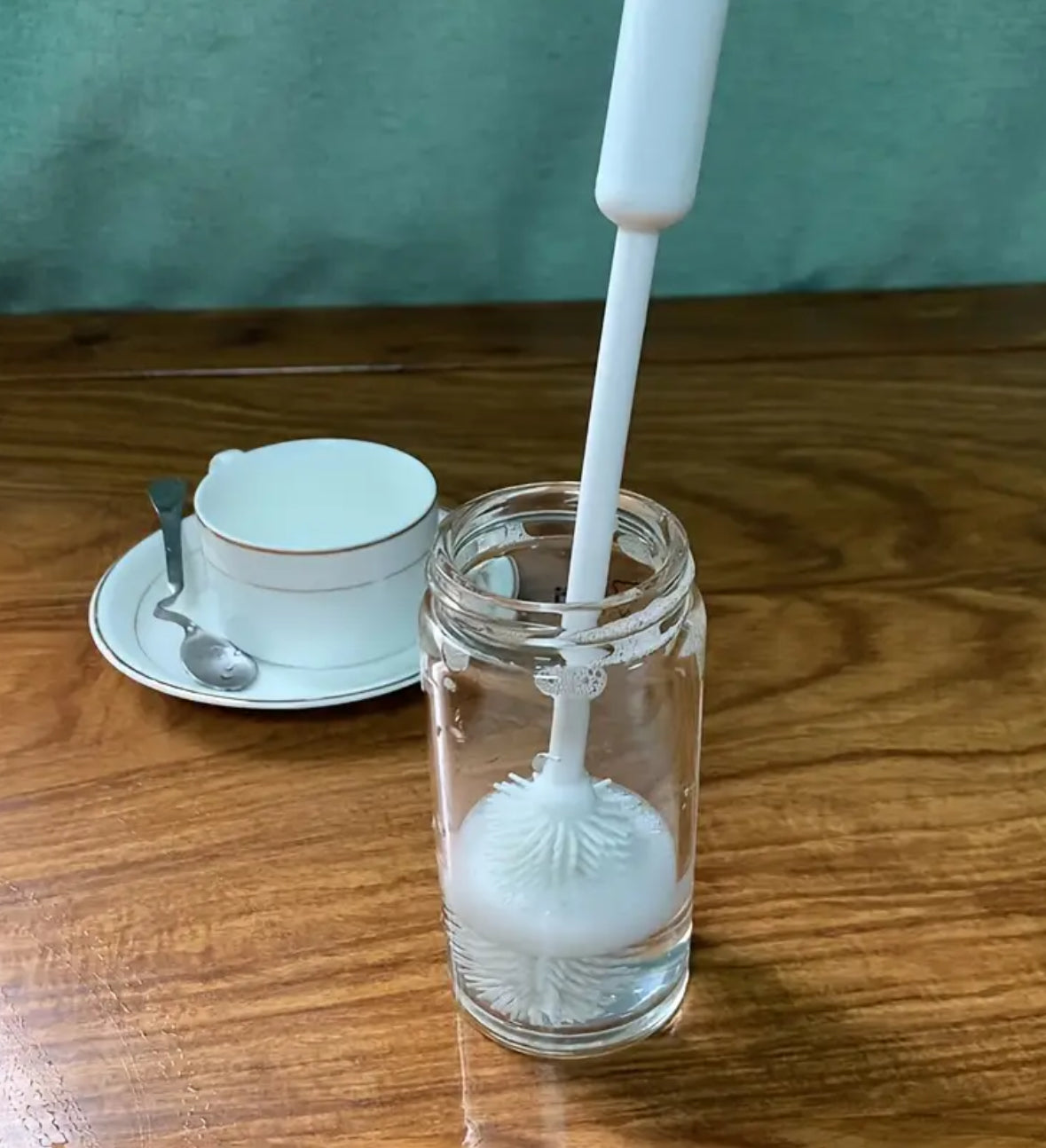 360° Rotating Silicone Cleaning Brush – Long Handle, Reusable Bottle, Cup & Container Cleaner