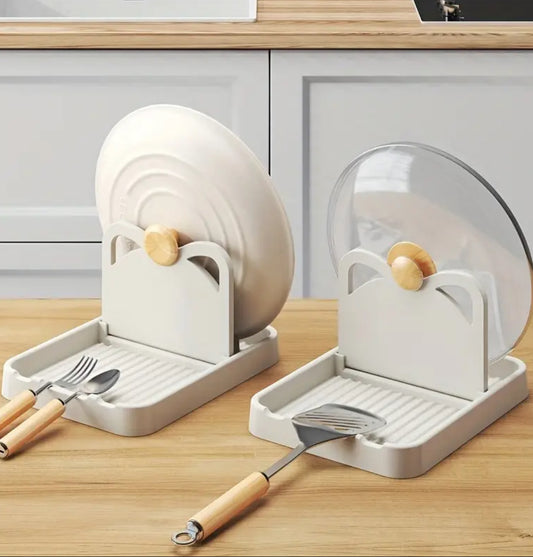 1pc Creative Cat Ear Pot Lid Holder – Multi-Functional Stand for Lids, Spoons, Spatulas & Utensils