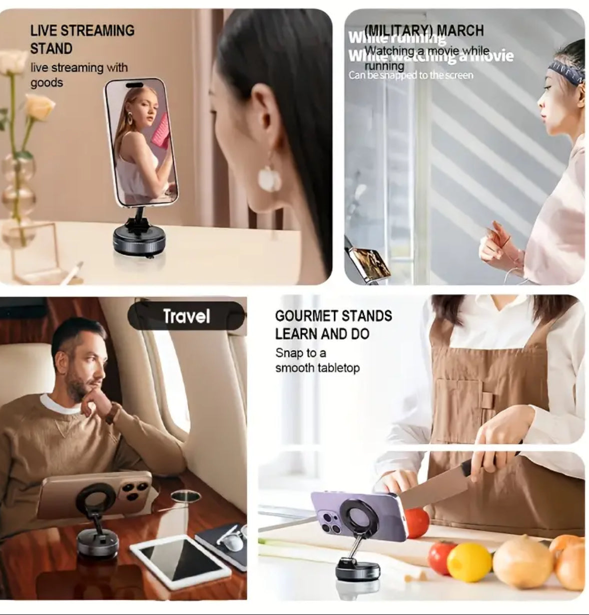 Magnetic Phone Holder 4-in-1 Set – 360° Adjustable Stand, Strong N52 Magnet, Universal iPhone & Android, Perfect for Car, Desk, or Travel