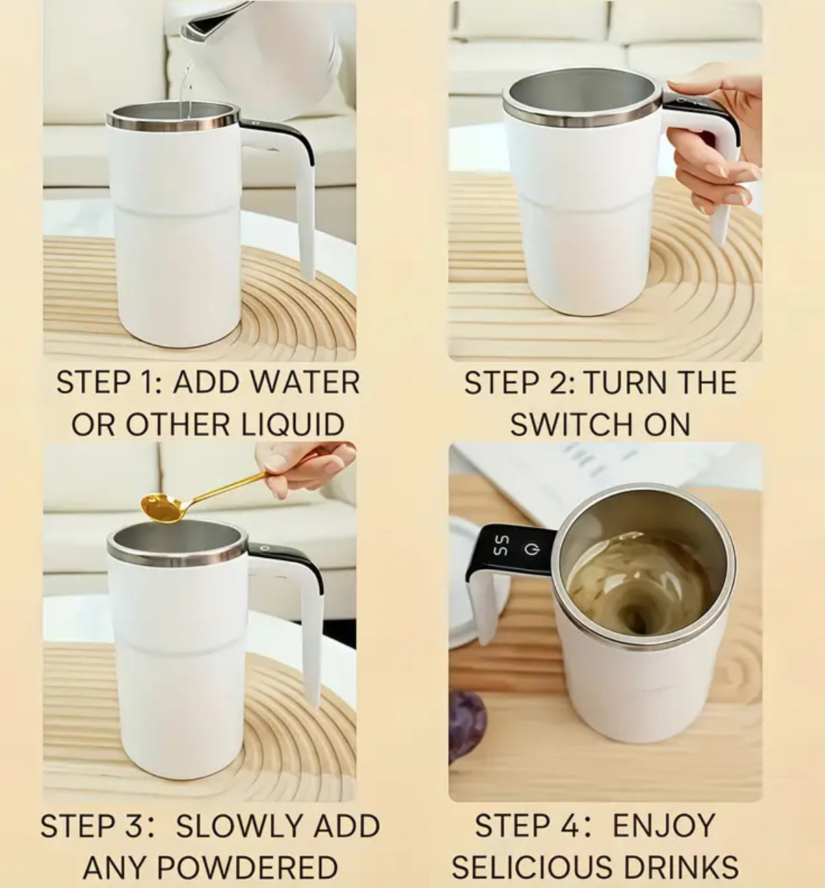 USB Electric Coffee Mug with Digital Temperature Display & Self-Stirring Function – Rechargeable Travel Cup for Hot Drinks