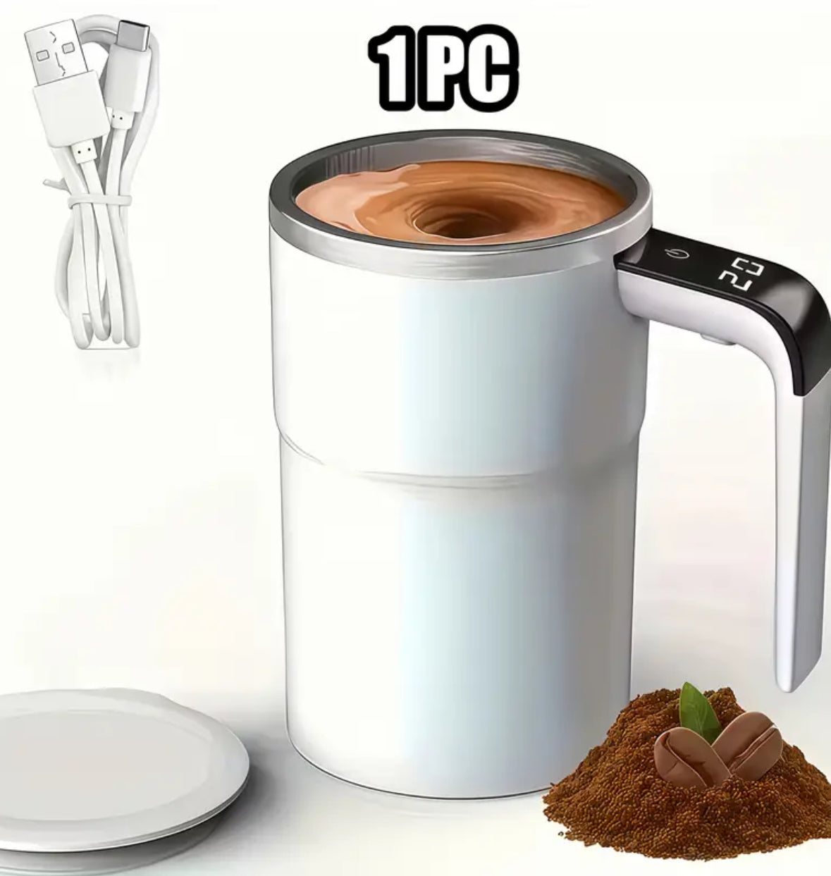 USB Electric Coffee Mug with Digital Temperature Display & Self-Stirring Function – Rechargeable Travel Cup for Hot Drinks