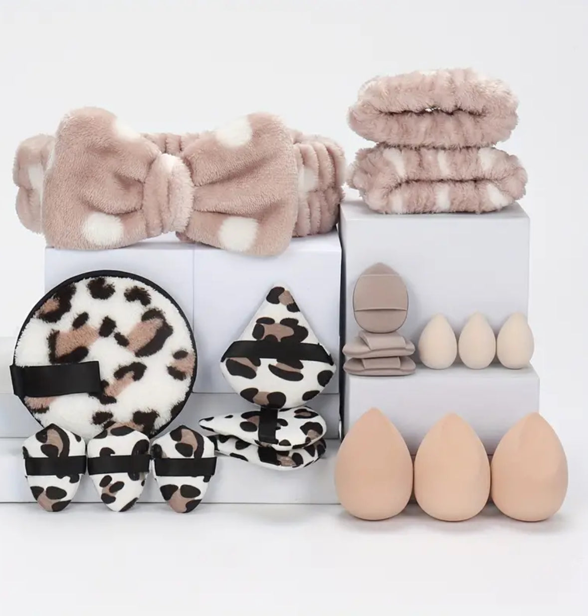 19pcs Makeup Sponge & Headband Set – Multi-Functional Beauty Tools for Foundation, Concealer, and Powder