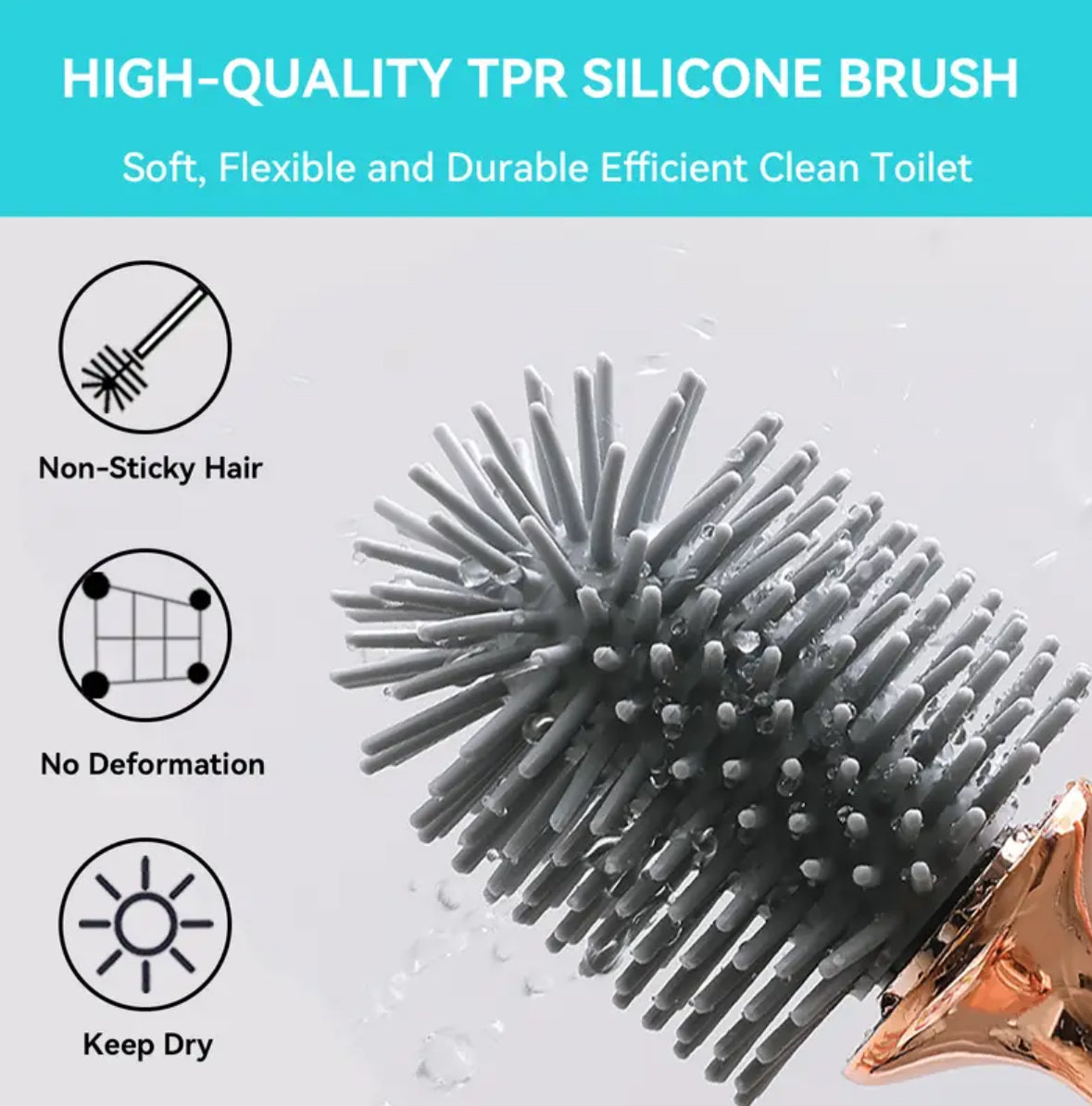 Aokala Toilet Brush & Holder Set – Modern Bathroom Cleaning Accessory with Long Ergonomic Handle – Deep Cleaning Toilet Bowl Brush (Black & White)