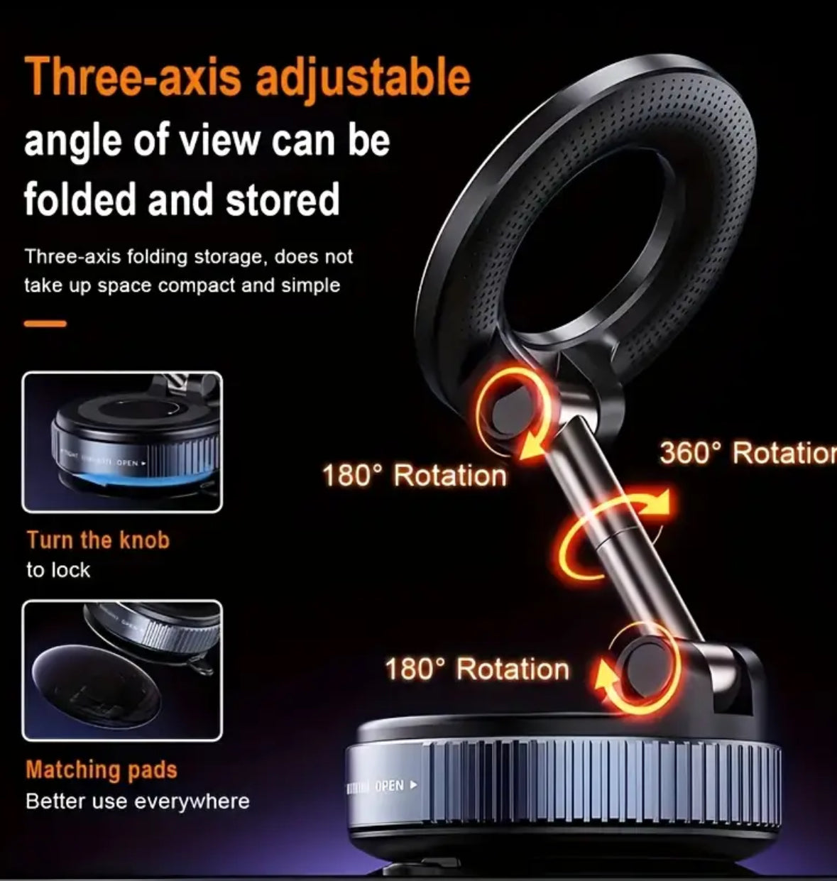 Magnetic Phone Holder 4-in-1 Set – 360° Adjustable Stand, Strong N52 Magnet, Universal iPhone & Android, Perfect for Car, Desk, or Travel