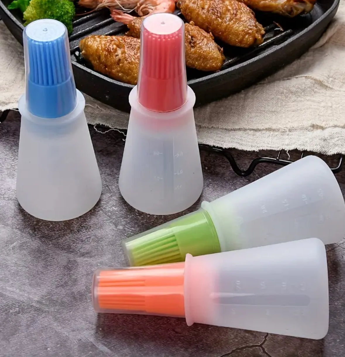 1pc Silicone Basting Brush with Measurement Scale – Heat-Resistant Oil & Sauce Brush for Braai, Baking, and Cooking – Non-Stick & Easy to Clean