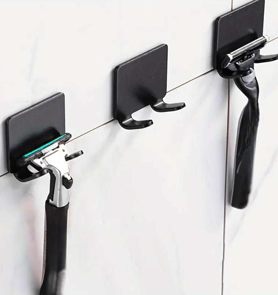 3pcs Bathroom Hooks Set – No Drilling, Self-Adhesive Razor & Hand Towel Holders for Organization & Storage