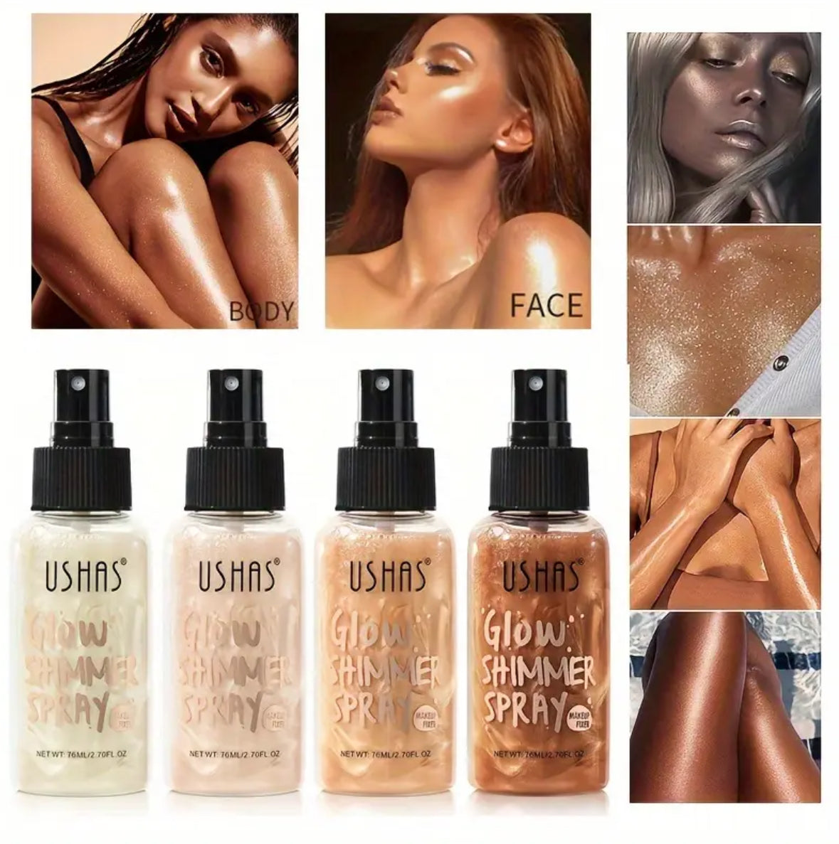 [Shimmer Mist Spray] Long-Lasting Waterproof Highlight Spray – Radiant Face & Body Glow Mist – Effortless Luminous Finish for Parties, Beach Days & Festivals
