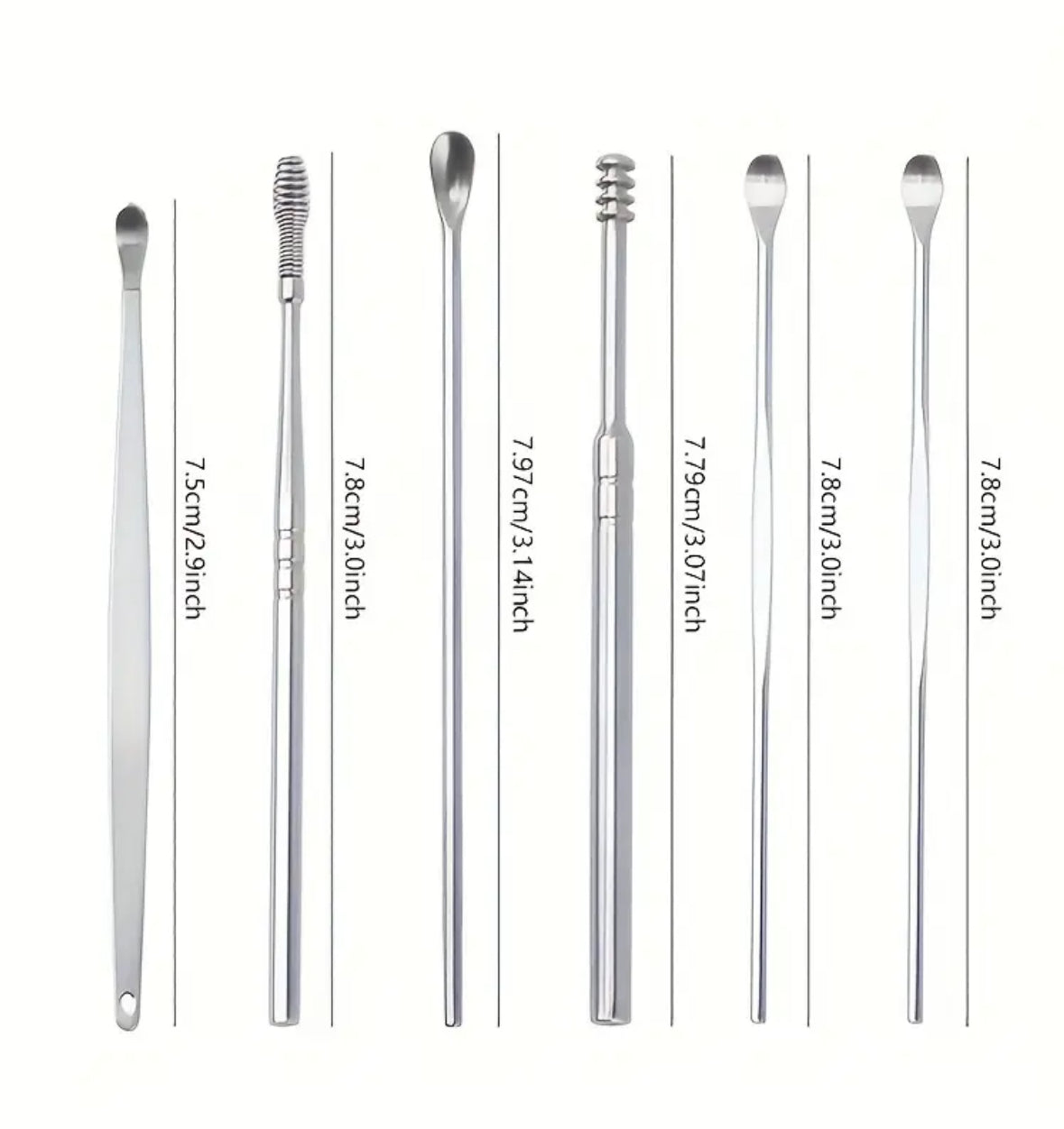 6pcs Spiral Spring Ear Cleaning Kit – Safe & Portable Manual Ear Wax Remover Set