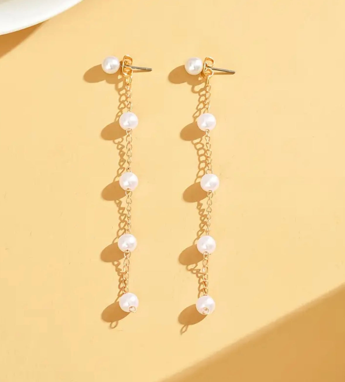 2pcs Elegant Pearl Drop Earrings for Women – Long Dangle Design with Iron Posts, Versatile All-Season Jewelry for Daily and Formal Wear