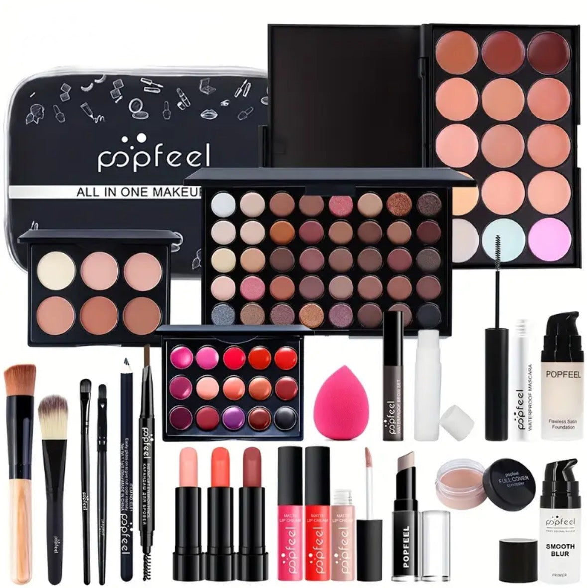 POPFEEL All-in-One Makeup Set – Full Coverage, Long-Lasting Formula | Eyes, Lips & Face Kit for Daily Glam or Holiday Looks