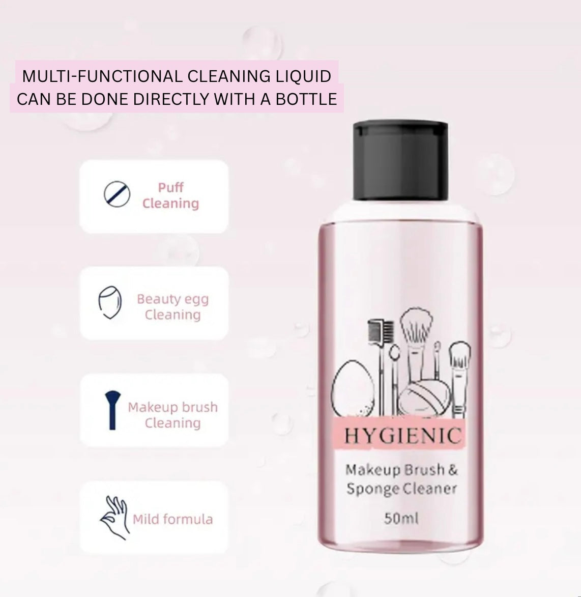 Gentle Makeup Brush Cleaner – Hypoallergenic 50ml Gel for Brushes & Sponges