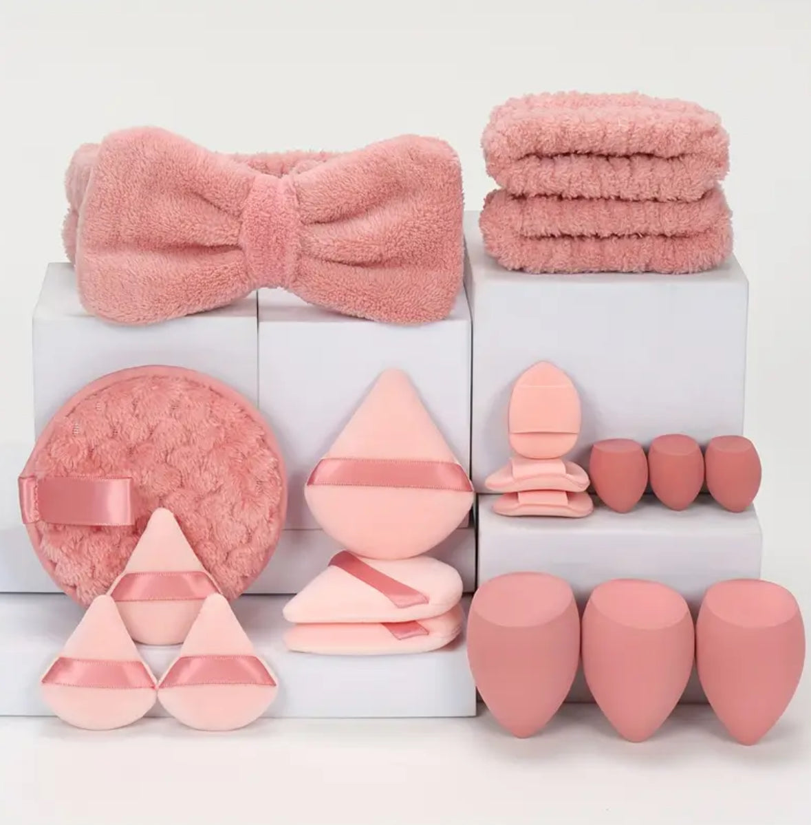 19pcs Makeup Sponge & Headband Set – Multi-Functional Beauty Tools for Foundation, Concealer, and Powder