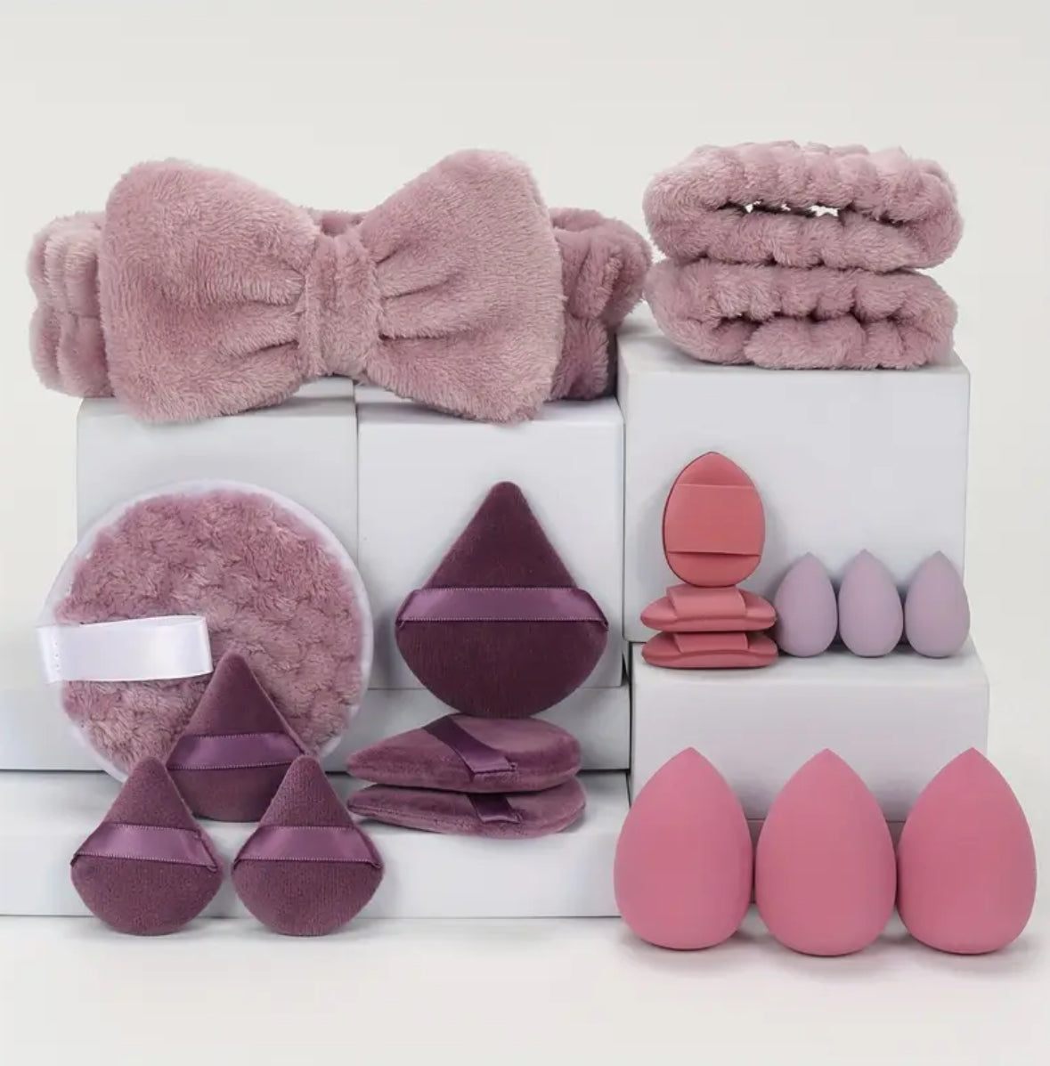 19pcs Makeup Sponge & Headband Set – Multi-Functional Beauty Tools for Foundation, Concealer, and Powder