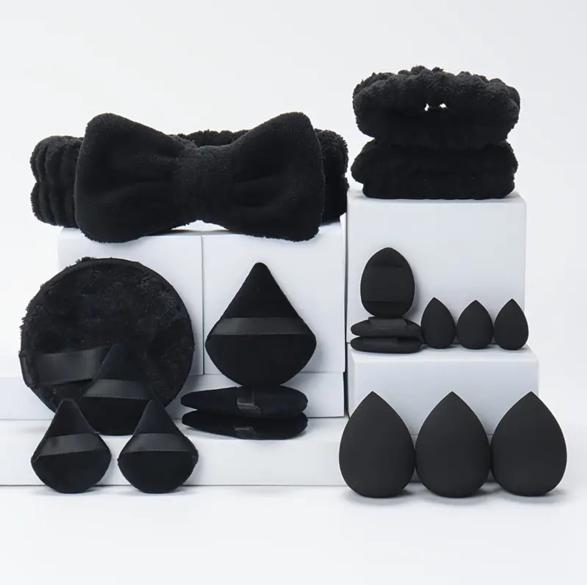19pcs Makeup Sponge & Headband Set – Multi-Functional Beauty Tools for Foundation, Concealer, and Powder