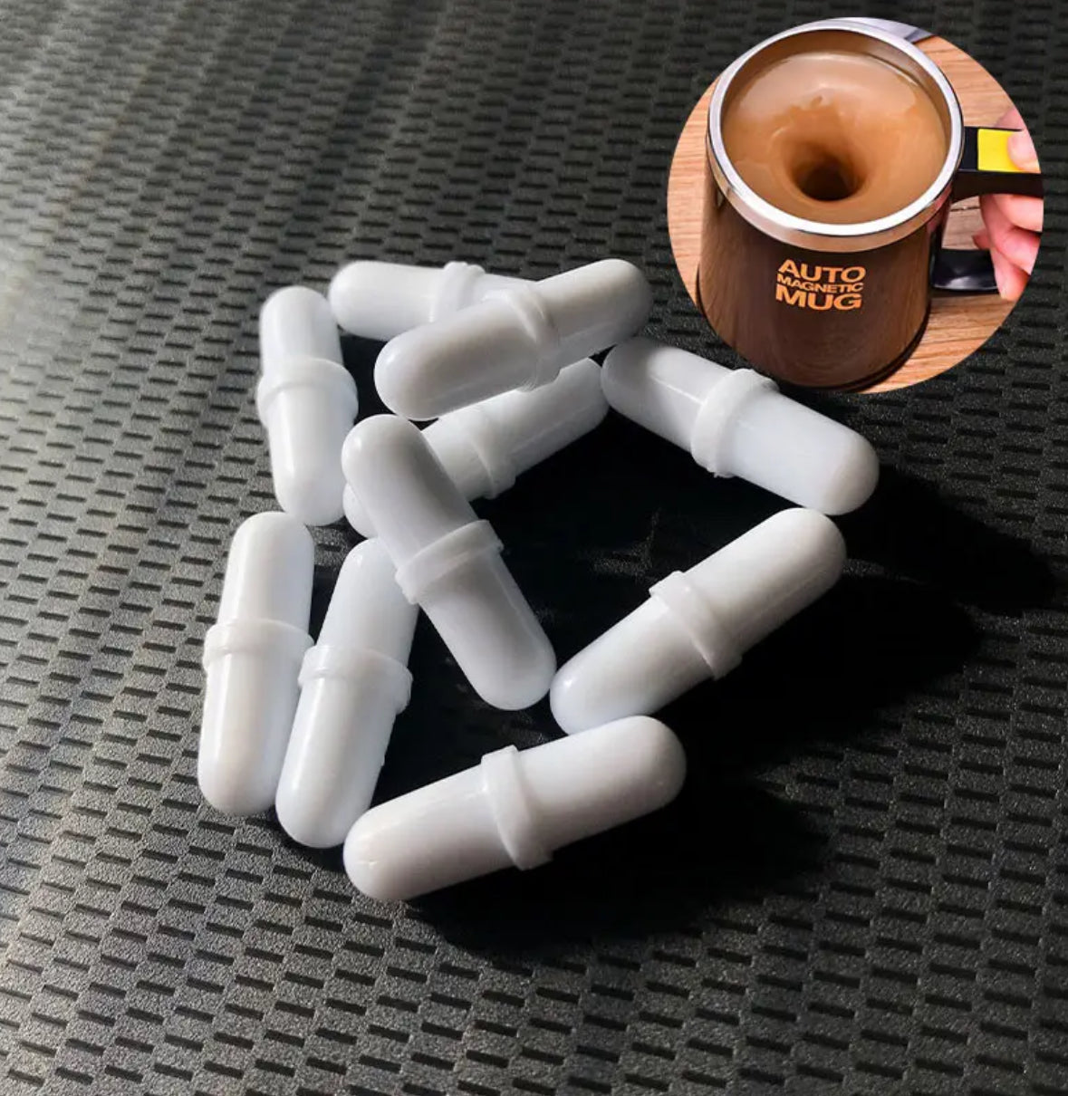 10pcs Magnetic Self-Stirring Rods – Durable Non-Corrosive Plastic Drink Mixers for Coffee, Tea, and Other Beverages, White | Automatic Beverage Stirrers | Modern Drink Accessories
