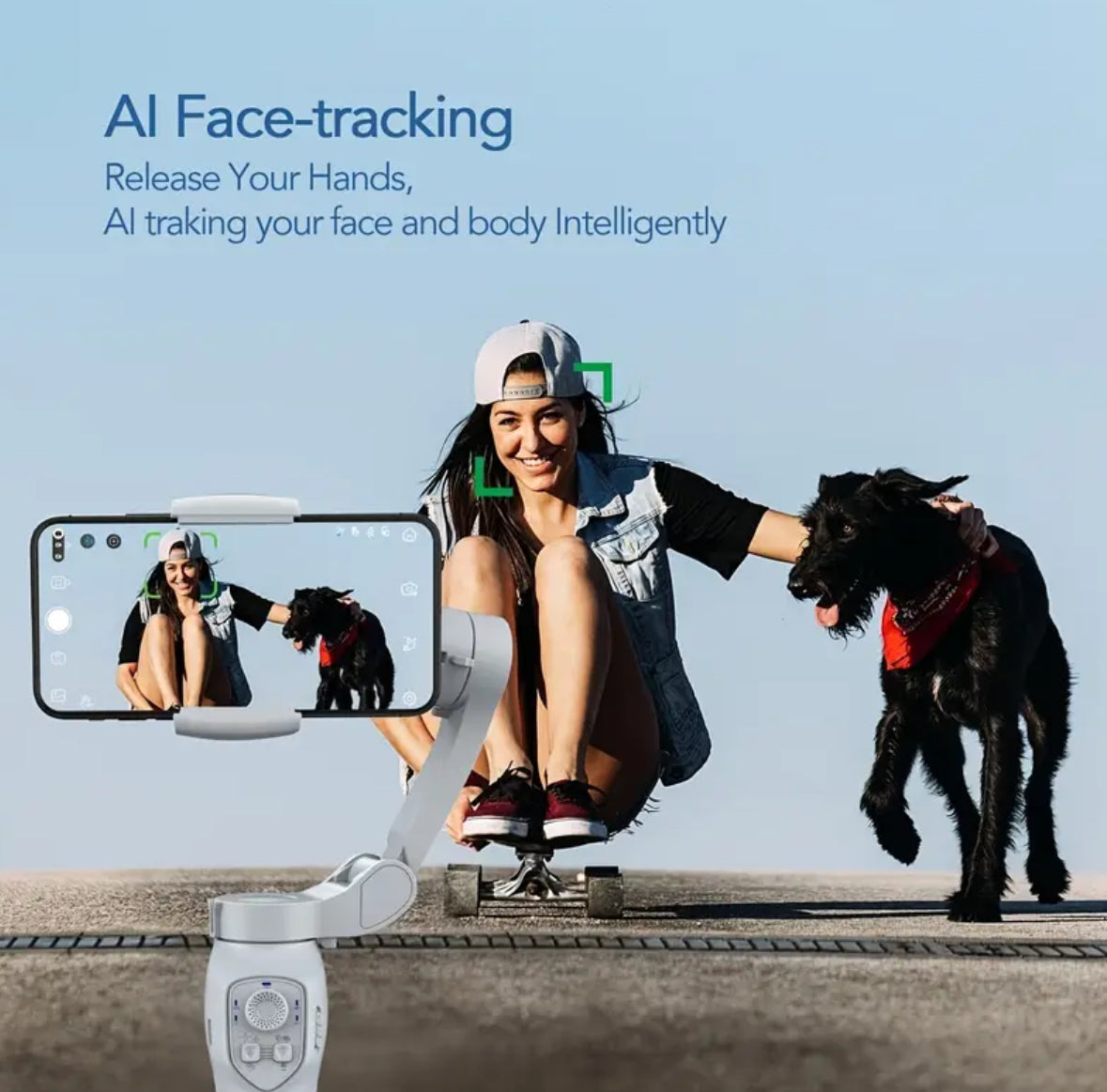 Handheld 3-Axis Gimbal Stabilizer – Foldable, USB Rechargeable, Smart Gesture, Ideal for Vlogging & Mobile Photography