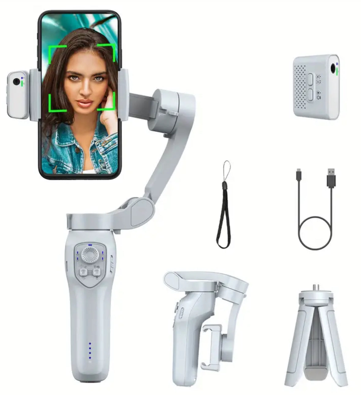 Handheld 3-Axis Gimbal Stabilizer – Foldable, USB Rechargeable, Smart Gesture, Ideal for Vlogging & Mobile Photography