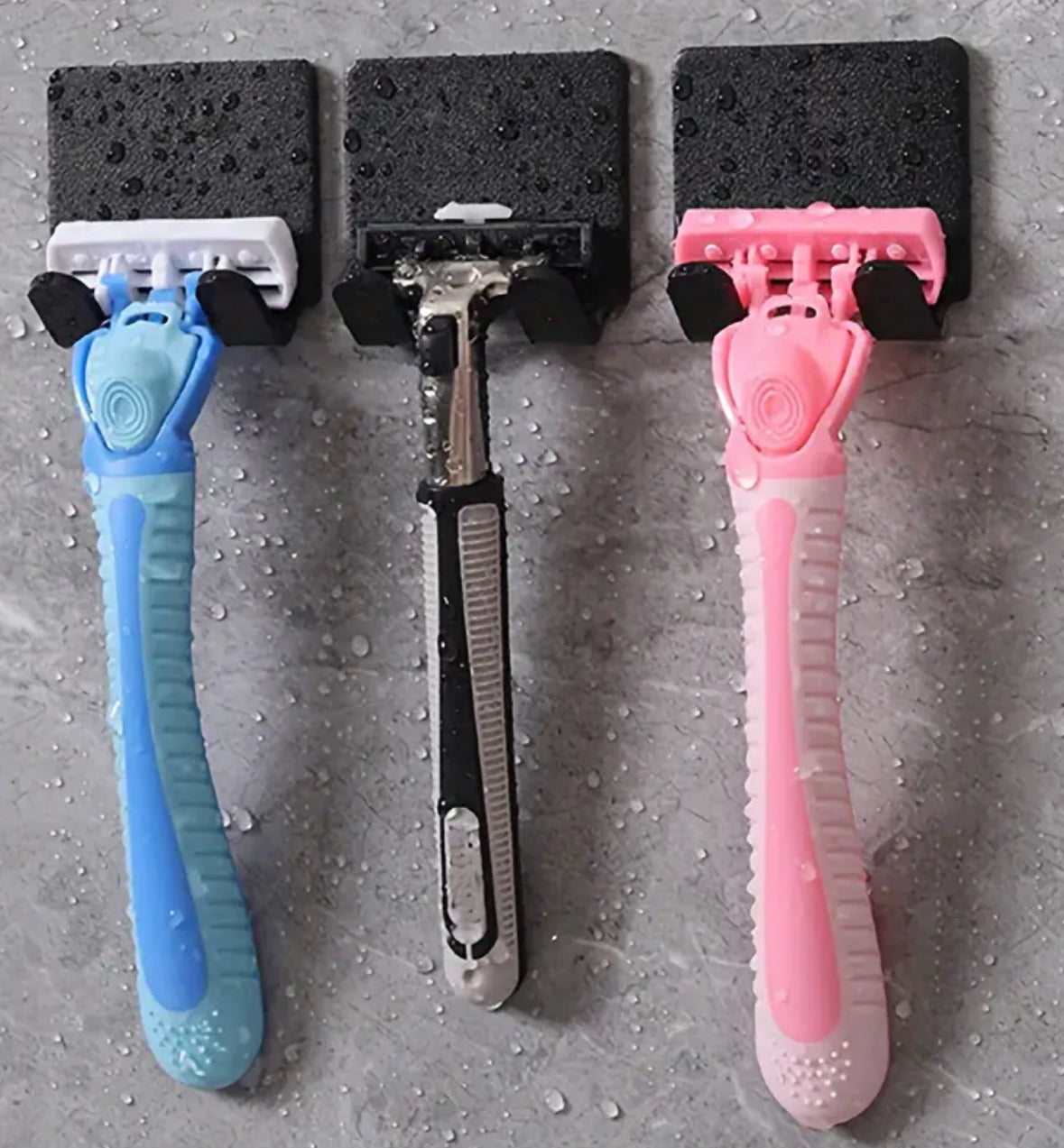 3pcs Bathroom Hooks Set – No Drilling, Self-Adhesive Razor & Hand Towel Holders for Organization & Storage